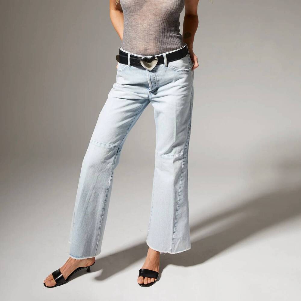 NEW SPRWMN farah 5 pocket patch flare jeans in blue